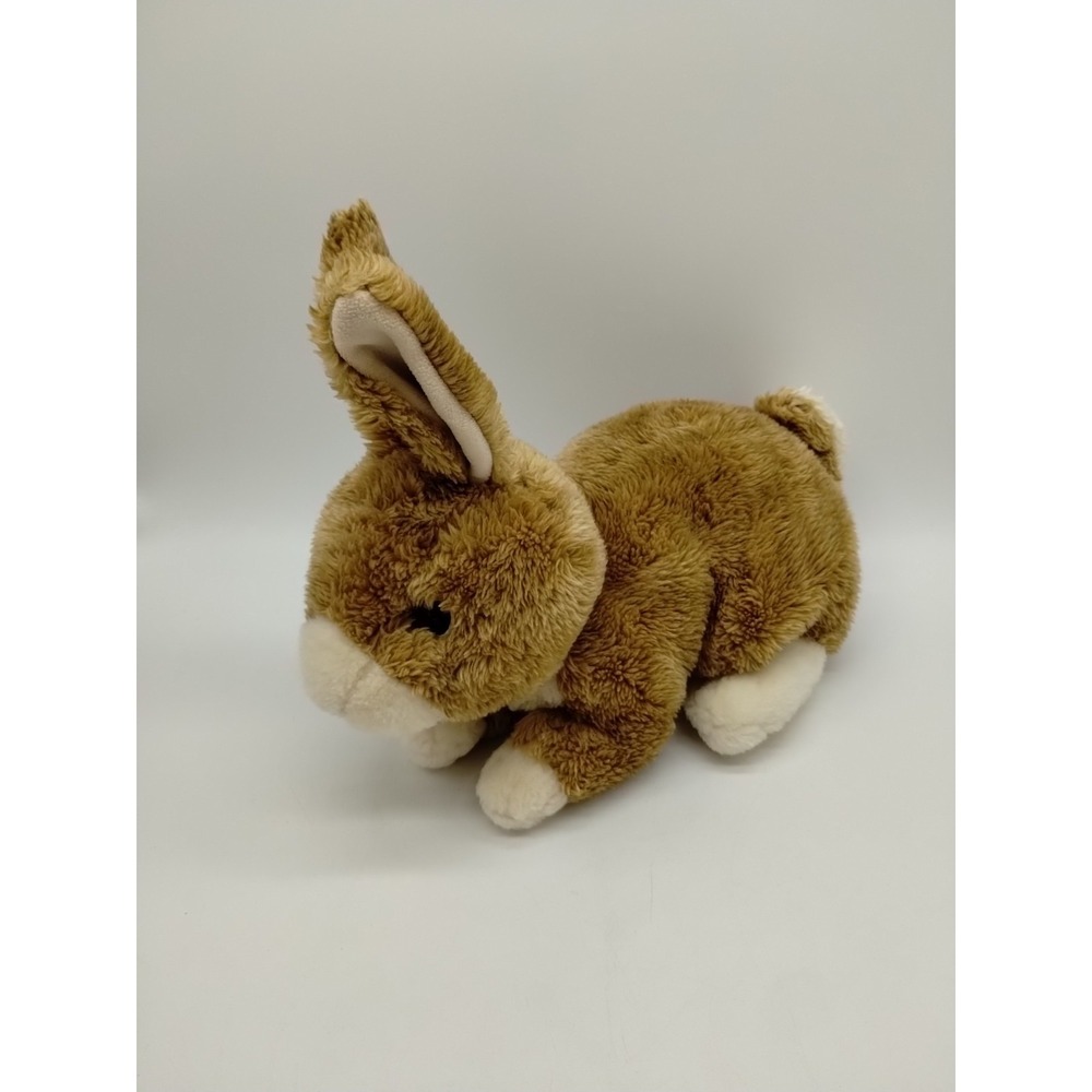 Vintage Brown White Rabbit Bunny Plush Easter No Tag 9" Tall 10" Long